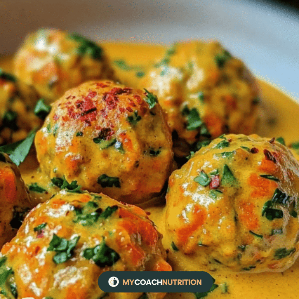 Boulettes de Carottes & Pois Chiches, Sauce Coco-Curry
