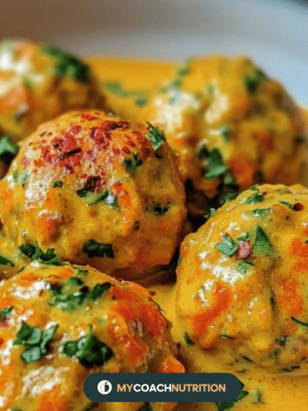 Boulettes de Carottes & Pois Chiches, Sauce Coco-Curry