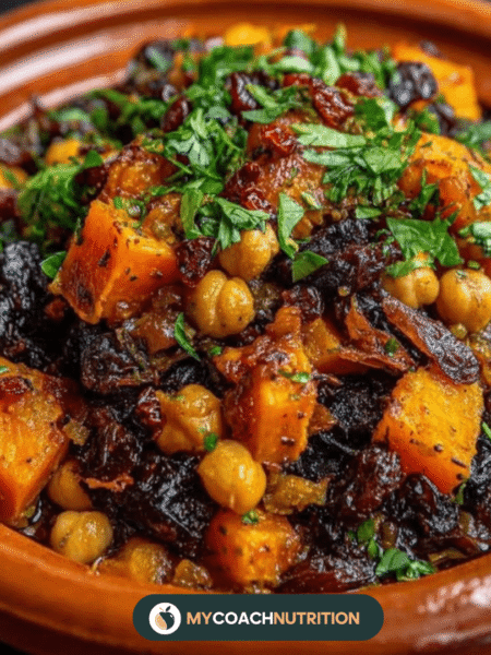Tajine de Patate Douce, Pruneaux & Pois Chiches