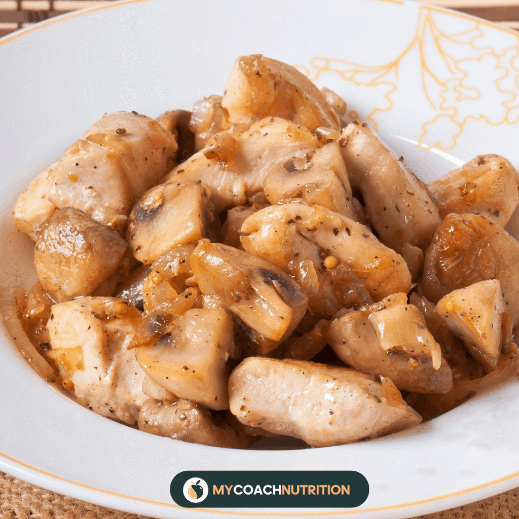 Émincés de Poulet à la Moutarde, Lardons et Champignons - timolina