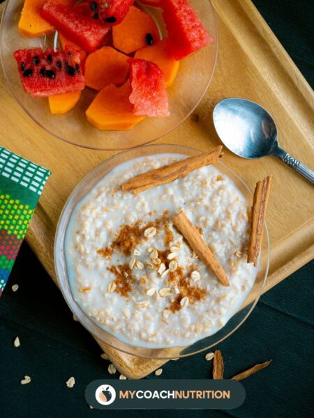 Porridge froid à la figue fraîche, amandes effilées & cannelle