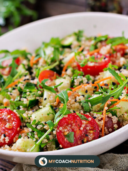 Salade de boulgour aux tomates cerises, concombre grillé & feta