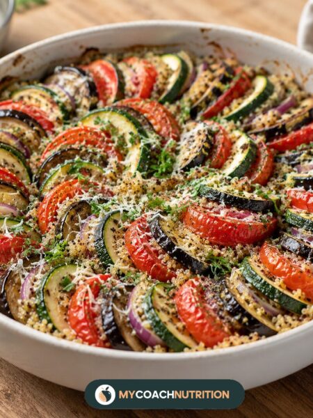 Tian de légumes d’été au quinoa & parmesan léger