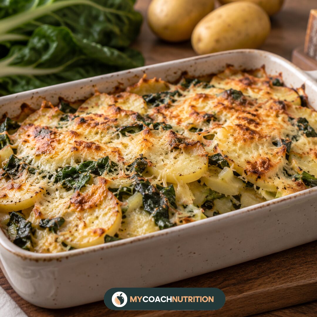Gratin léger de blettes, pommes de terre et comté