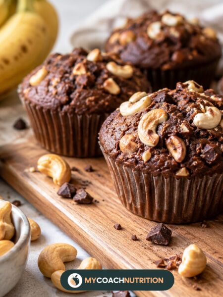 Muffins à la banane, cacao et noix de cajou